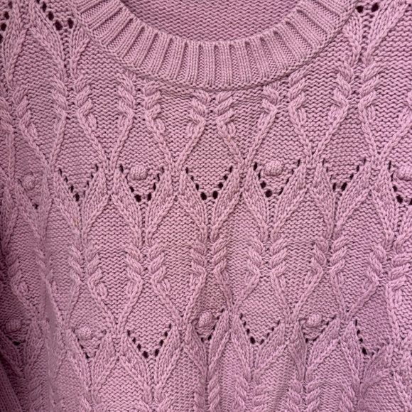 Lilac Cable Knit Pullover Sweater - Picture 2 of 4